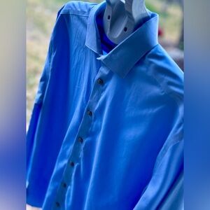 Calvin Klein Slim Tall Non-Iron Stretch Dress Shirt Blue 17.5 36/37